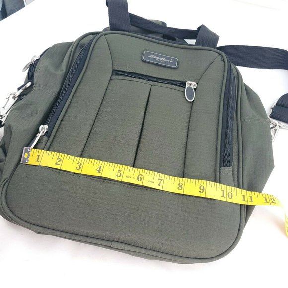 Eddie Bauer Mens Olive Green Black Retro Nylon Detachable Strap Convertible Bag - Picture 9 of 15